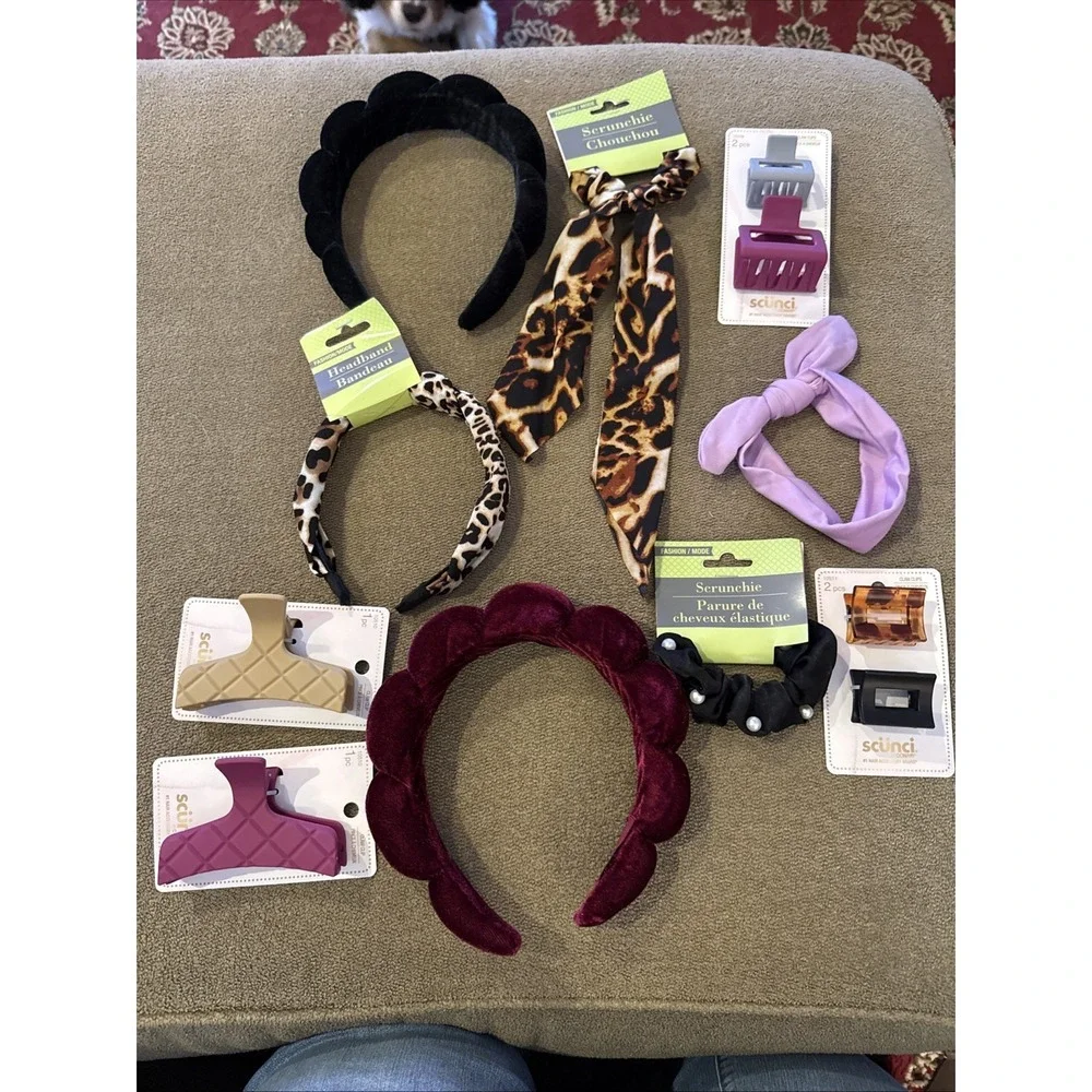 Mixed Lot Of 10 Hair Accessories - Headbands, Clips, Scrunchies (TD)